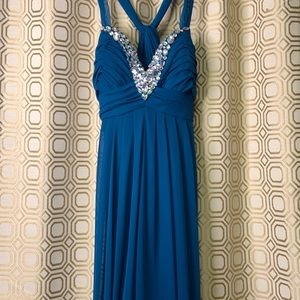 Beautiful and sexy TEAL dress. Backless with front slit